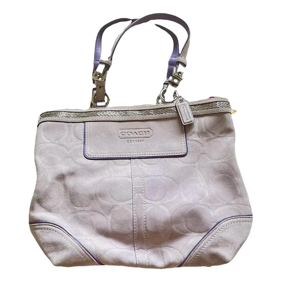 Coach Handbags - COACH Large Gray Suede Shoulder/Tote Bag NEEDS cleaning